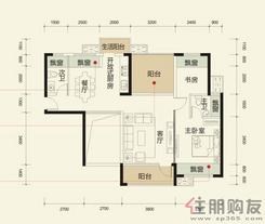 【阳光里组团32层F户型】2室2厅2卫1厨3阳台