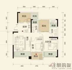 【阳光里组团18层C2户型】2室2厅2卫1厨3阳台