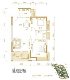 【B2户型】2室2厅1卫1厨2阳台