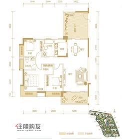 【C3户型】3室2厅2卫1厨1阳台