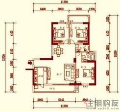 【城市丽景1单元4号房B户型】3室2厅2卫1厨2阳台