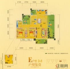 【北岸雅阁户型图E户型】3室2厅2卫1厨2阳台