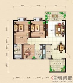 【东方国际A1三房户型】3室2厅2卫1厨1阳台