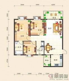 【东方国际A3三房户型】3室2厅2卫1厨2阳台