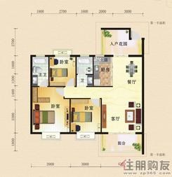 【东方国际C1三房户型】3室2厅2卫1厨1阳台