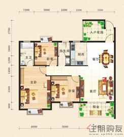 【东方国际C2三房户型】3室2厅2卫1厨1阳台