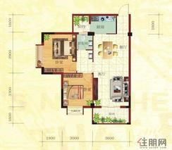 【金鼎·国际花园1号楼C户型】2室2厅1卫1厨2阳台