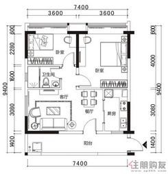 【1#楼01户型】2室1厅1卫1厨1阳台
