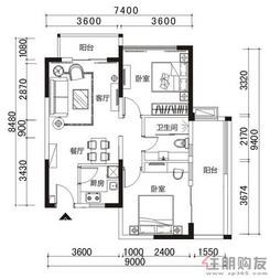 【1#楼08户型】2室2厅1卫1厨2阳台