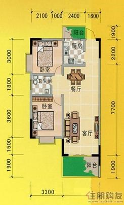 【东峰锦绣城效果图20110808】2室2厅1卫1厨2阳台
