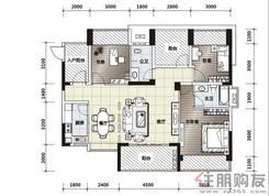 【汇东郦城·天阔BC户型6】3室2厅2卫1厨3阳台