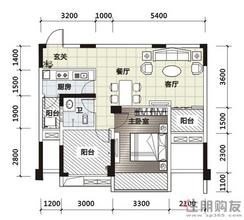 【汇东郦城·天阔AD户型3】1室2厅1卫1厨3阳台