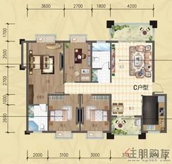 【C户型】4室2厅2卫1厨2阳台