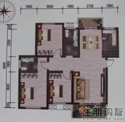 天福宝地3房2厅户型图20110810 