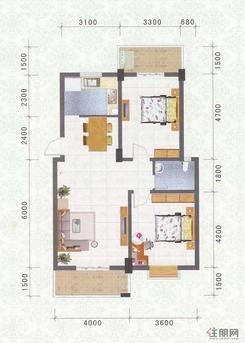 【四季阳光3#D户型】2室2厅1卫