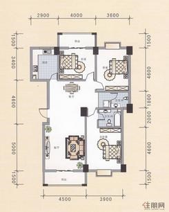 【四季阳光6#E户型】3室2厅2厨