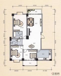 【四季阳光6#C户型】3室2厅2卫