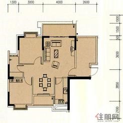 【香槟郡19#楼一单元04号房户型】2室2厅1卫1厨1阳台