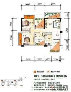 【三期牧海·4幢1.3单元0402】2室2厅1卫