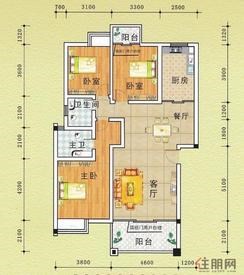 【A户型】3室2厅2卫1厨2阳台