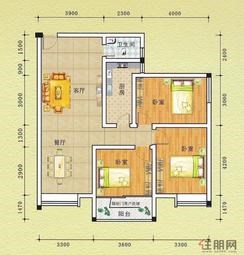 【F户型】3室2厅1卫1厨1阳台