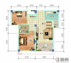 【两房户型】2室2厅1卫1厨2阳台