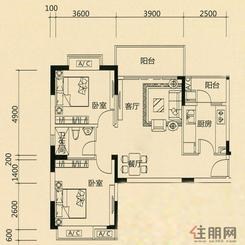 【荔枝湾A#04户型图2室2厅1卫】2室2厅1卫1厨1阳台