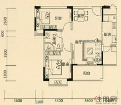【荔枝湾A#户型03户型】2室2厅1卫1厨1阳台