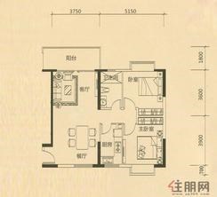 【荔枝湾C#01户型】2室2厅1卫1厨1阳台