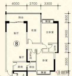 【1#1单元户型B】2室2厅2卫1厨3阳台