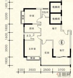 【1#1单元户型E】2室2厅2卫1厨2阳台