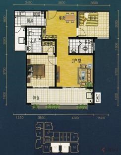 【J户型】2室2厅1卫1厨2阳台