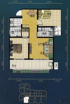 【K户型】2室2厅1卫1厨2阳台