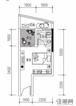 【双湾户型A-5】1室1厅1卫1厨1阳台