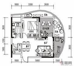 【双湾户型A-6】1室2厅1卫1厨1阳台