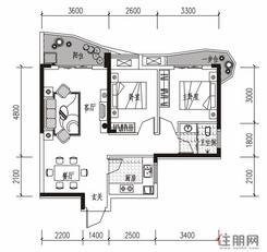 【双湾户型B-1】2室2厅1卫1厨1阳台