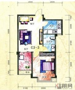 【13#C3-3户型】1室2厅2卫2厨