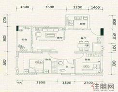 【阳光金海岸A1户型】2室2厅1卫1厨1阳台