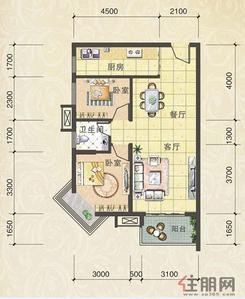 【13、16、17栋P2户型】2室2厅1卫1厨1阳台