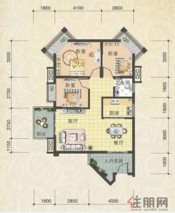 【13、16、17栋P3户型】3室21厅1卫1厨1阳台