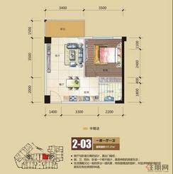 【城市经典2-03户型】1室1厅1卫1厨1阳台