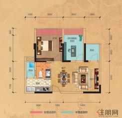 【住宅3/4栋E户型】2室2厅1卫1厨2阳台