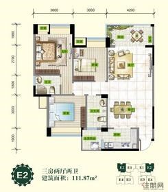 【E2】3室2厅2卫1厨2阳台