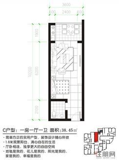 【C户型表】1室1厅1卫1厨