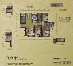 【汇荣桂林桂林B户型3+1房2厅2卫】3室2厅2卫1厨