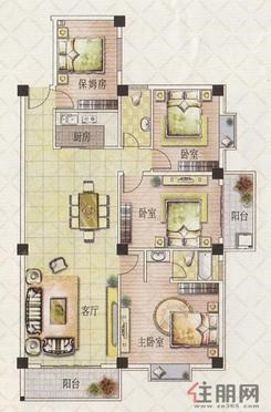 【B02户型悠然南山】4室2厅2卫1厨2阳台