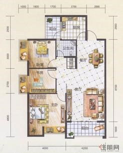 【E户型】3室2厅1卫1厨2阳台