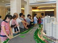 购房者在看沙盘图