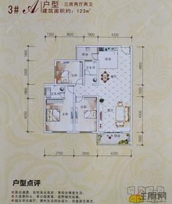 【3#A户型三房两厅】3室2厅2卫1厨1阳台