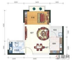 【嘉福·夏日海湾1-4#E户型】1室1厅1卫1厨